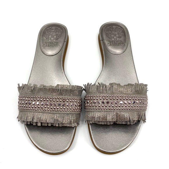 💕SALE💕 Vince Camuto Ettina Silver Metallic Slide - Picture 5 of 10